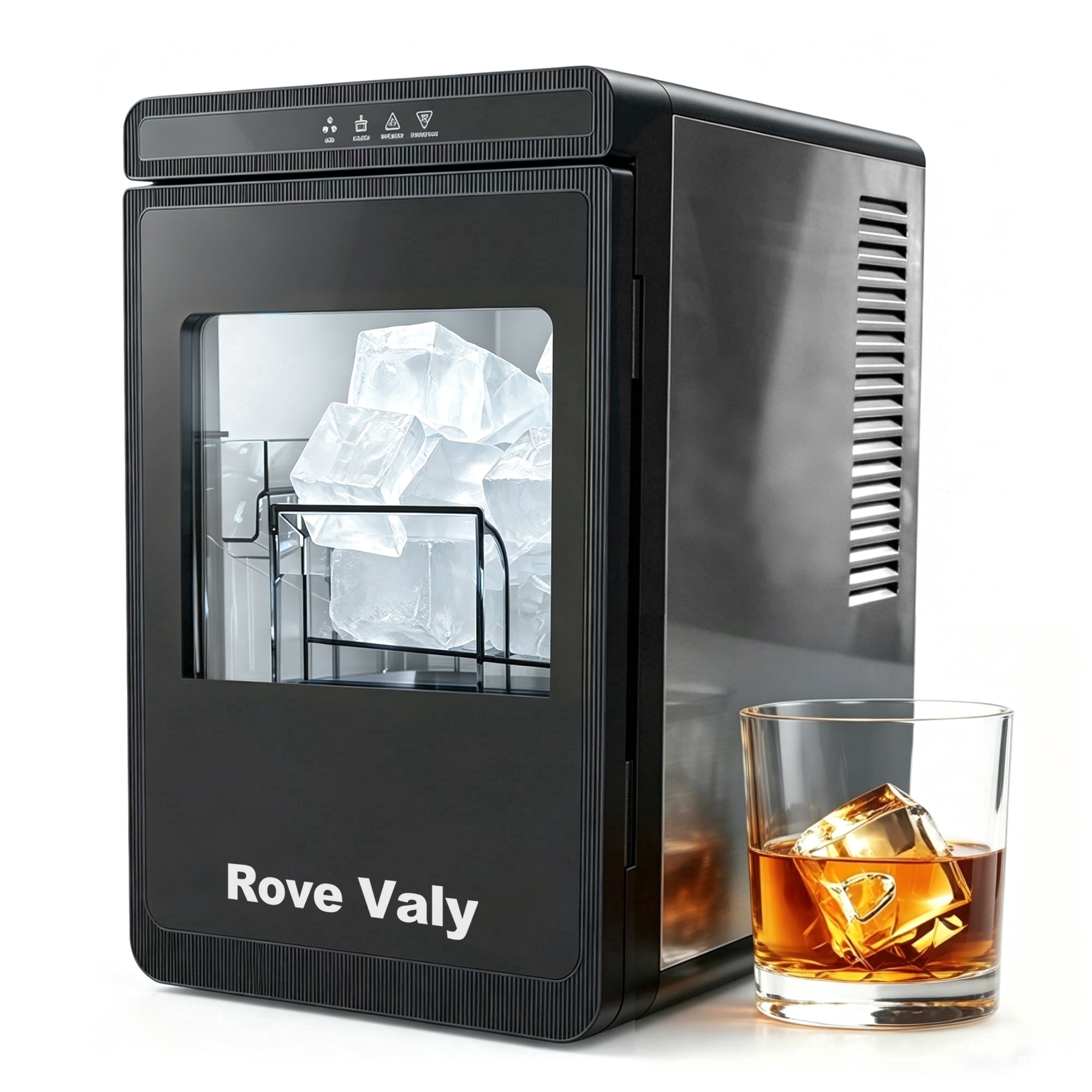 Rove Valy Clear Ice Machines Countertop,3 Large Square Ice Cubes for Home Bar & Kitchen