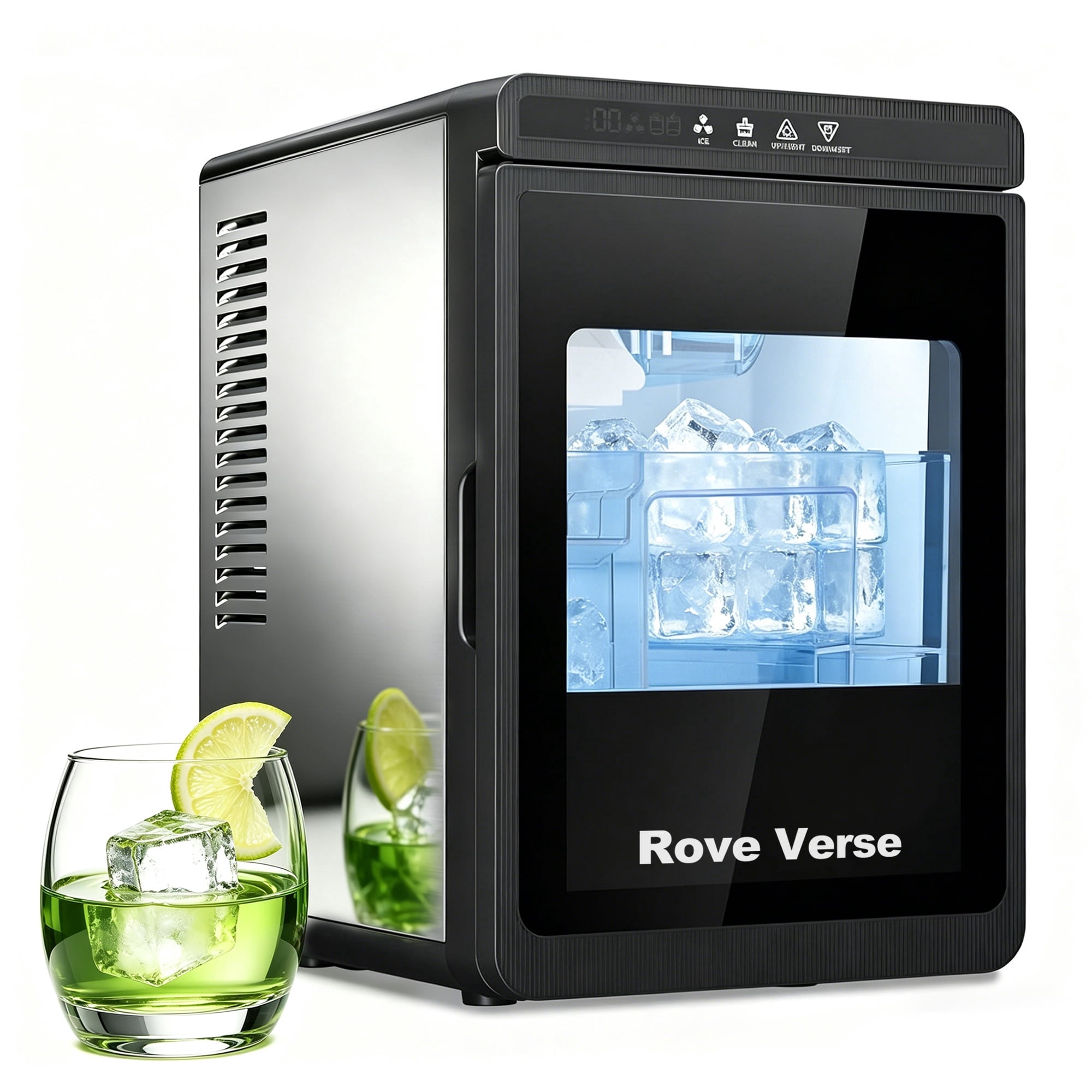 Rove Verse Square Ice Maker Machine, 3 Pcs 40mm Cube with Transparent Window for Whiskey