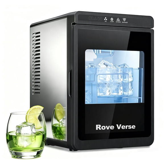 Rove Verse Square Ice Maker Machine, 3 Pcs 40mm Cube with Transparent Window for Whiskey