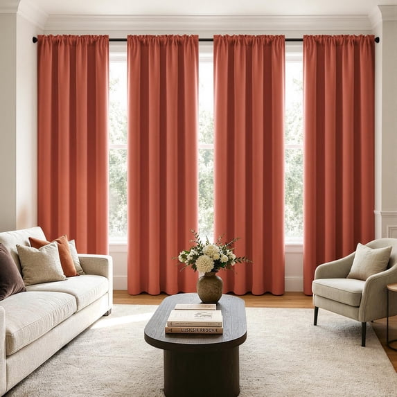 RoveNova Fall Decor Burnt Orange Blackout Bedroom Curtains 84