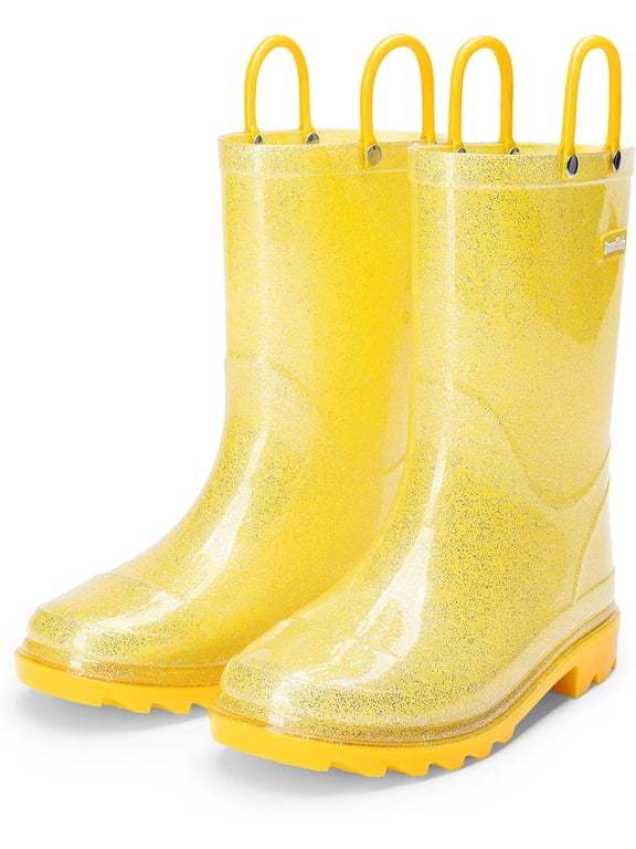 Kids Glitter Rain Boots | Waterproof,Easy-on handles,Lightweight,Non-Slip sole,Rain puddle outdoor play,Girls Boys Toddler