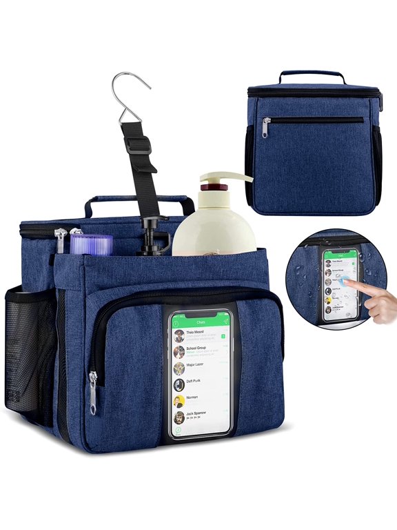 Portable Shower Caddy College Dorm Room Essential, Shower Caddy Tote Bag for Student, Girl, Women, Men, Separate Compartment, Large Capacity, Quick Dry Mesh Base for Travel, Gym, Camp