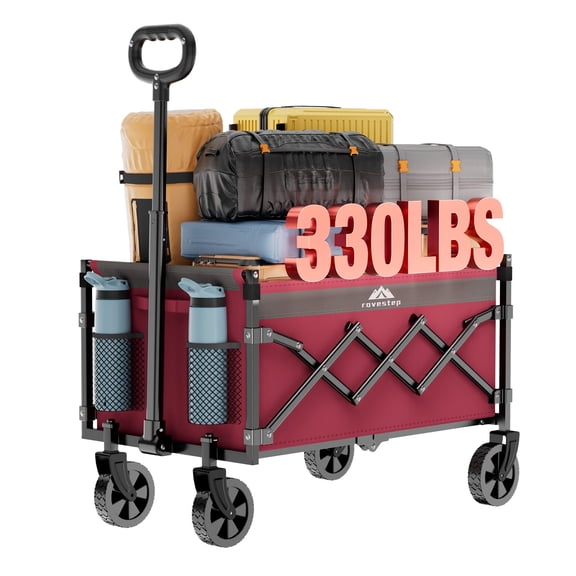 RoveStep Collapsible Wagon, 65L Capacity, 380 lb Capacity, Foldable(RosePink)