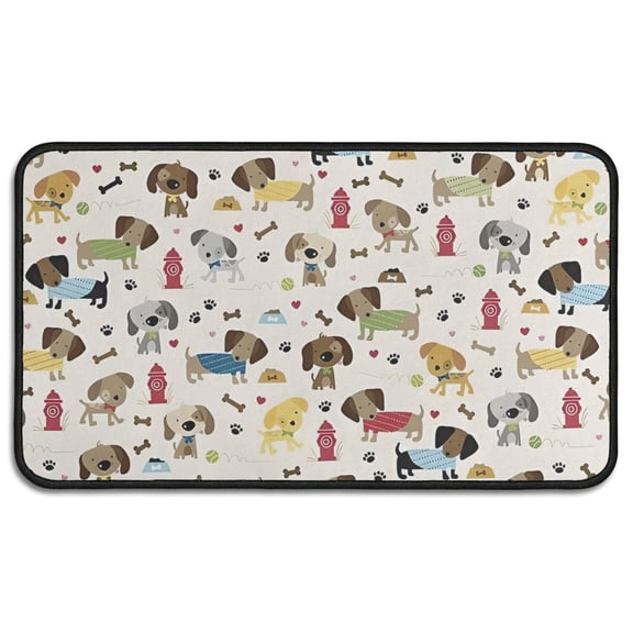 Rover Cream Dogs Bone Door Rugs,Washable Non Slip Door Mats Indoor,Decorative Door Mats,Entry Mat Indoor for Entrance,Bedroom,Kitchen,Bathroom,30"x17"