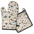 thumbnail image 1 of Rover Cream Dogs Bone Kitchen Oven Mitt and Pot Holder Sets 2 Pcs for Baking, Cooking and Grilling, Heat Resistant Up To 392 °F, 1 of 7