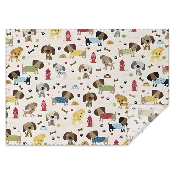 Rover Cream Dogs Bone Rectangle Tablecloth 60"x84",Waterproof Polyester Rectangle Table Cloth, Wipeable Spillproof Polyester Tablecloth for Dining, Camping, Indoor and Outdoor