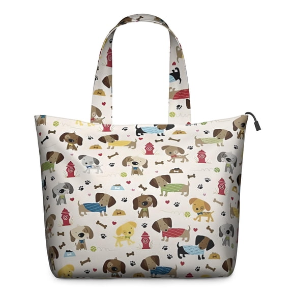 Rover Cream Dogs Bone Travel Tote Bags for Women Carry On,Large Weekender Bags for Women Travel,Multi Functional Duffle Bag for Work,Shopping,Sports