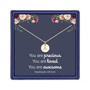 TURANDOSS Dainty Disc Pendant 14K Gold Plated Tiny Initial Necklace for Women Girls Letter A-Z Cute Jewelry Personalized Christmas Birthday Gifts Gifts for Women Her Wife Stocking Stuffers