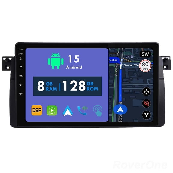 RoverOne 8GB+128GB Car Radio Bluetooth CarPlay GPS Navigation Stereo for BMW 3 Series E46 1998-2006