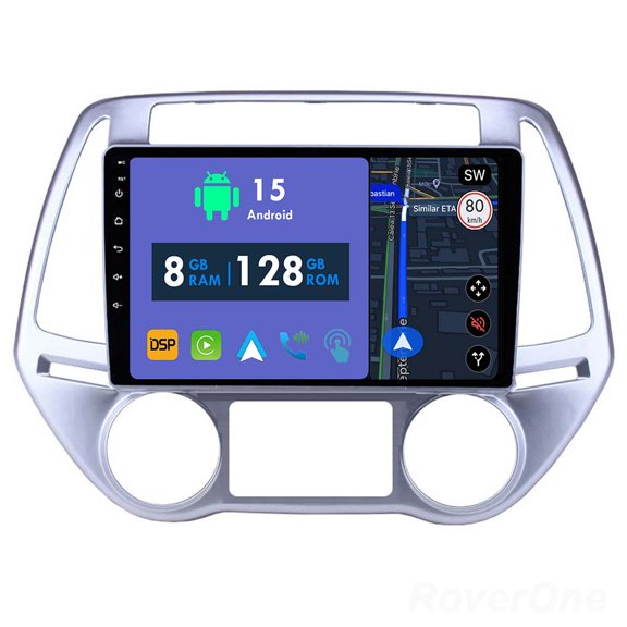 RoverOne 8GB+128GB Car Radio Bluetooth CarPlay GPS Navigation Stereo for Hyundai i20 PB 2012-2014