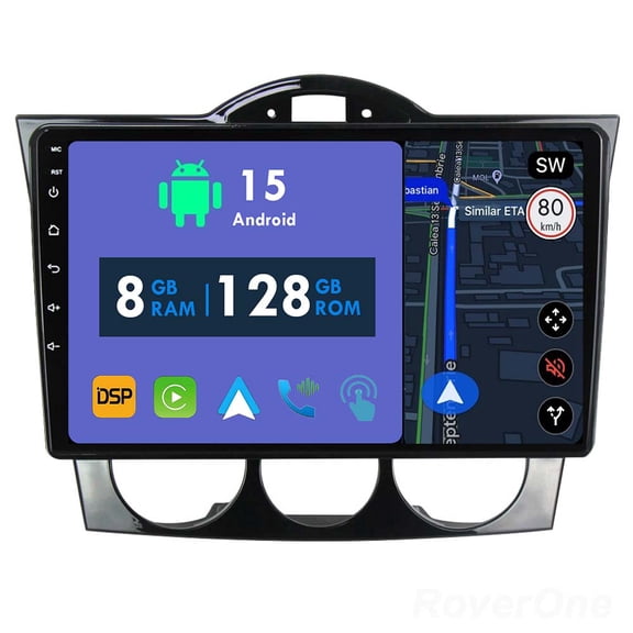 RoverOne 8GB+128GB Car Radio Bluetooth CarPlay GPS Navigation Stereo for Mazda RX-8 RX 8 RX8 SE 2003-2021