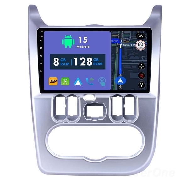 RoverOne 8GB+128GB Car Radio Bluetooth CarPlay GPS Navigation Stereo for Renault Logan 1 Sandero 2009-2015 for Dacia Duster 2010-2017