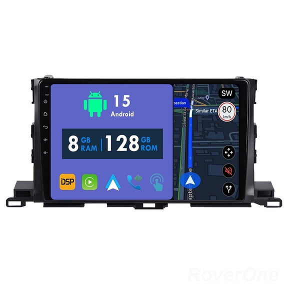 RoverOne 8GB+128GB Car Radio Bluetooth CarPlay GPS Navigation Stereo for Toyota Highlander 3 XU50 2013-2018