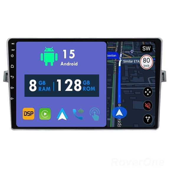 RoverOne 8GB+128GB Car Radio Bluetooth CarPlay GPS Navigation Stereo for Toyota Verso R20 2009-2018