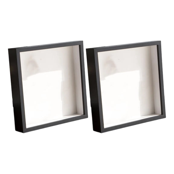 RoverTrail 2pcs 3D Square Shadow Box Frames for DIY Crafts, Flowers & Keepsakes, Wooden Display Case with Glass Front, Black or White, 8x8 & 9x9 Inch
