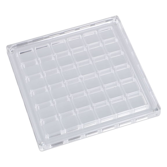 RoverTrail Clear Acrylic Seashell Display Box with 36 Grids, Portable Shell Storage Case for Beach Collections, Diamonds, and Nail Art Gems, 12x12cm