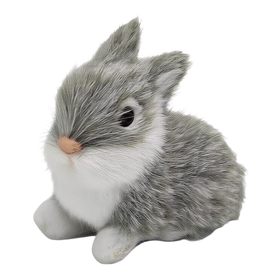RoverTrail Mini Plush Bunny Realistic Stuffed Rabbit 5.1x3.5 Inch Soft Faux Fur Animal Figurine for Home Desk Garden Decor Kids Adults Gift