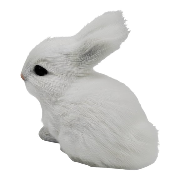 RoverTrail Realistic Mini Plush Bunny, 5.1x3.5 Inch Soft Stuffed Rabbit Toy, Lifelike Faux Fur Animal Figure for Kids Adults, Holiday Desk Decor Gift