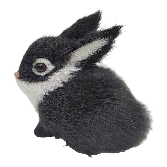 RoverTrail Realistic Mini Plush Bunny Stuffed Rabbit 5.1x3.5 Inches Soft Faux Fur Animal Figurine for Kids Adults Birthday Holiday Desk Garden Decor White Black Gray Brown