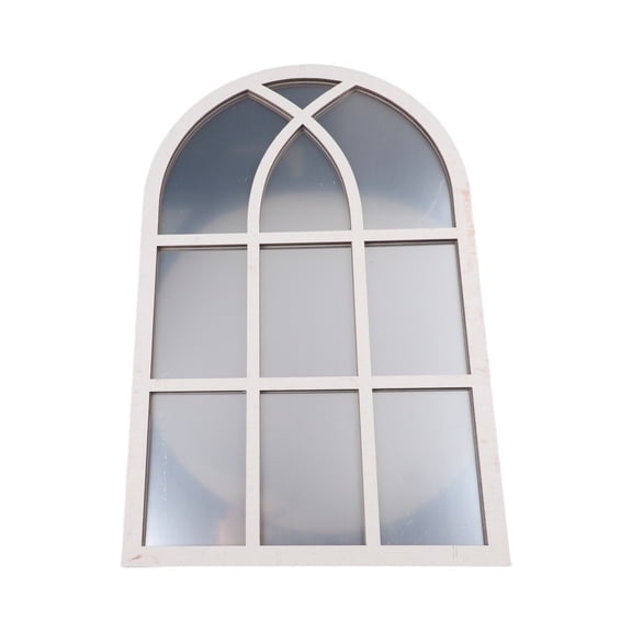 RoverTrail Semicircle Window Mirror Wall Sticker 3D Fake Window Decal Wood Frame Acrylic Self-Adhesive Home Decor for Living Room Bedroom 16.5x10.6 Inch