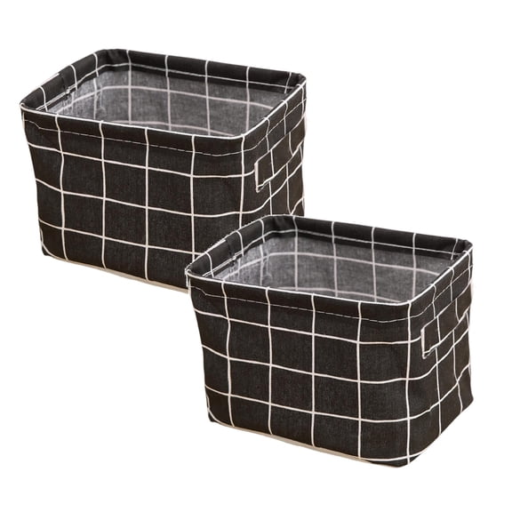 Rovga 2 Pieces Collapsible Fabric Storage Cubes Organizer With Handles Children's Foldable Fabric Storage Cube Box Black