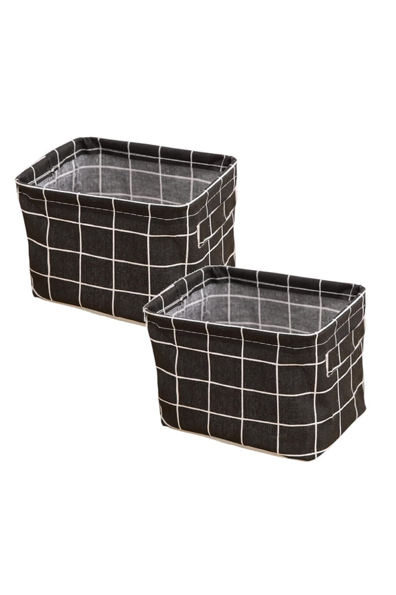 2 Pieces Collapsible Fabric Storage Cubes Organizer With Handles Children's Foldable Fabric Storage Cube Box Black