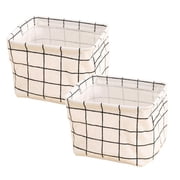 Rovga 2 Pieces Collapsible Fabric Storage Cubes Organizer With Handles Children's Foldable Fabric Storage Cube Box White