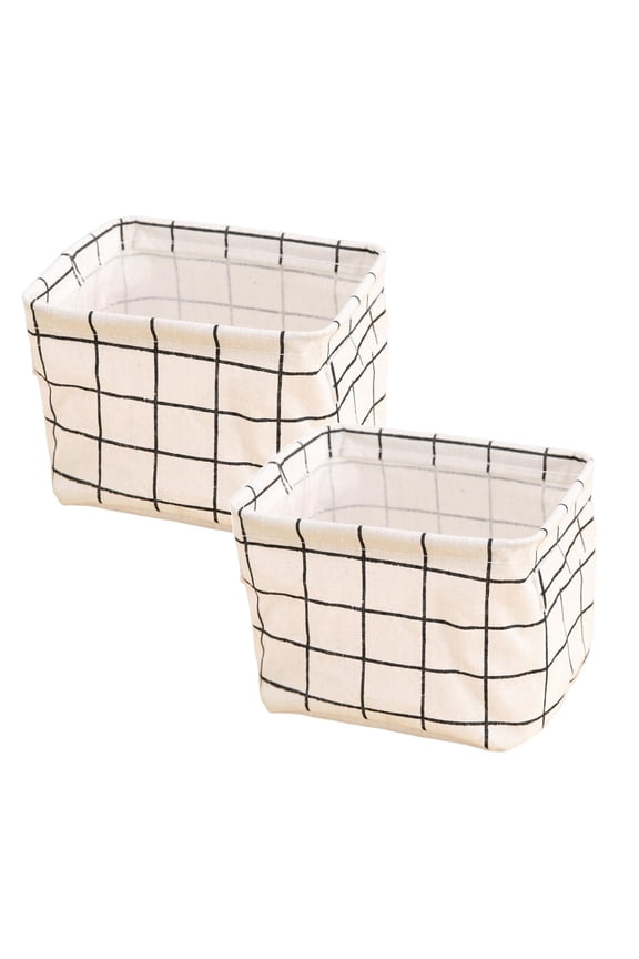 2 Pieces Collapsible Fabric Storage Cubes Organizer With Handles Children's Foldable Fabric Storage Cube Box White