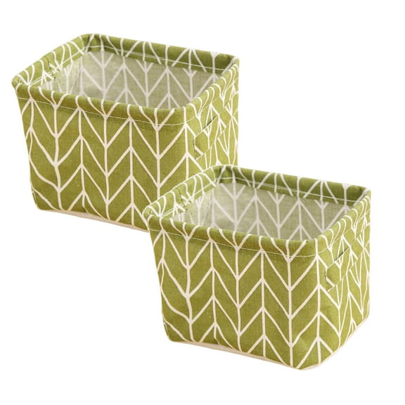 Rovga 2PCS Collapsible Fabric Storage Cubes Organizer With Handles Children's Foldable Fabric Storage Cube Box Green