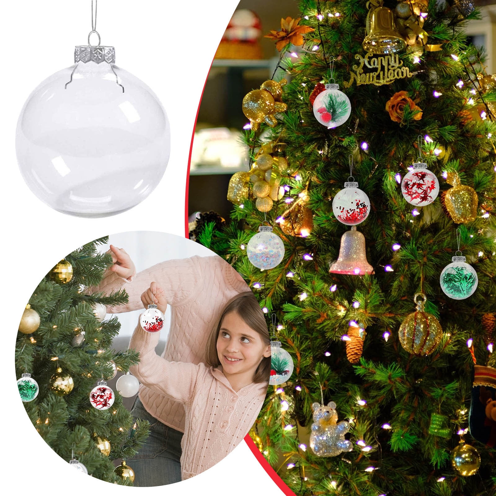  20 Pack Clear Fillable Ornaments, 2 Inch DIY Plastic Christmas  Decorations Tree Balls Baubles Craft, Transparent DIY Fillable Acrylic  Crafts Ball Kit for Party and Home Decoration Ornaments : Home & Kitchen