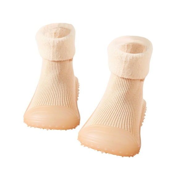 Rovga Baby Boys Girks Socks Shoes Soft Soles Spring And Winter Solid Color Comfortable Walking Early Shoes Socks 12-18 Months Beige
