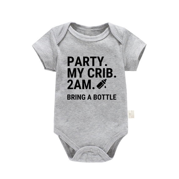 Rovga Baby Clothes 9-12 Months Short Sleeve Letter Print Romper Bodysuit For Children Clothes Retro Daily Wear Grey