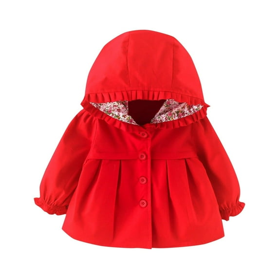 Rovga Baby Fall Coats Boys Girlstoddler Casual Spring Hooded Jackets Windbreaker Jacket Outwear Coat Girls Comfortable Daily Wear Red 9-12 Months