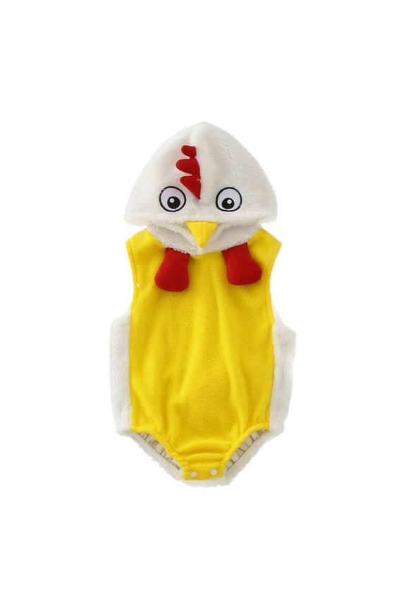 Baby Girl Clothes 6-12 Months Chicken Animal Romper Winter Hooded Romper Bodysuits Clothes Retro Clothing White