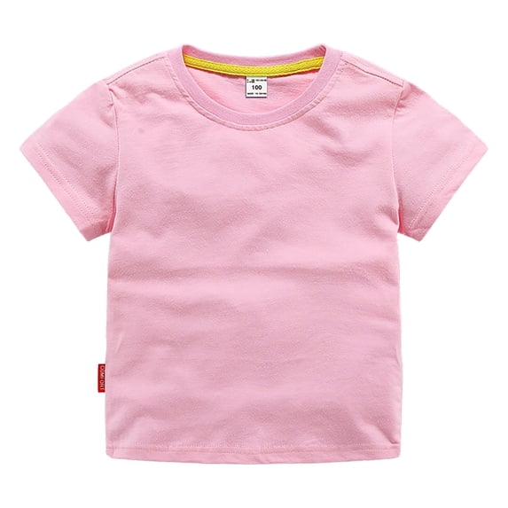 Rovga Baby T Shirts For Boys Girls Toddler Child Solid Color Shirt Short Sleeve Crewnecak Tops Trendy Summer Casual Comfortable Clothes Pink 3-4 Years