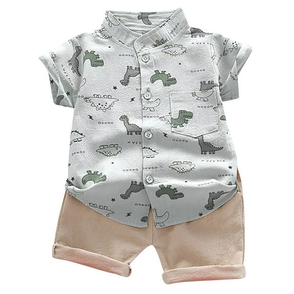 Rovga Baby Tops+Pants Dinosaur T-shirt Outfits Toddler Cartoon Set Kids Boys Boys Outfits Set Fashion Dailywear