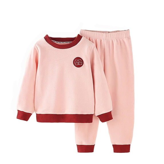 Rovga Boys Clothes Toddler Winter casual Warm Solid Color Long Sleeve Tops Pants 2Pcs Outfits Set Adorable Daily Wear Pink 5-6 Years
