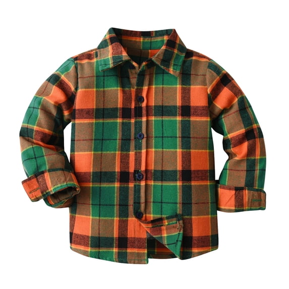 Rovga Boys Girls Tops 4-5 Years Toddler Unisex Unisex Spring Winter Plaid Tops Long Sleeve Cardigans Shirt Coat Clothes Orange