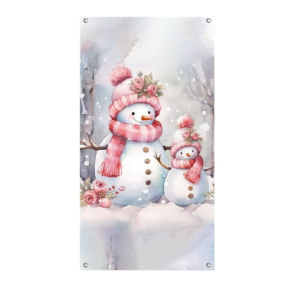 Rovga Christmas Backdrops Decoration For Door 90X200Cm Christmas Pink Snowman Door Frame Christmas Background Door Frame Christmas Party Curtain Background Cloth Porch Decoration