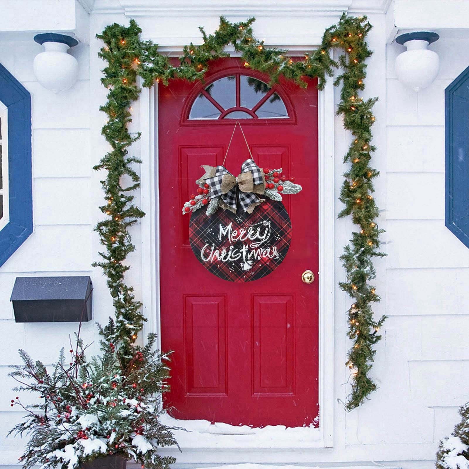 Rovga Christmas Decorations Welcome Sign For Front Door Hanging Wooden ...