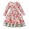 thumbnail image 1 of Rovga Christmas Girls Dress 5-6 Years Toddler Long Sleeve Christmas Cartoon Prints Fall Winter Flowy Dance Party Dresses Fashion Girl Clothes Green, 1 of 8