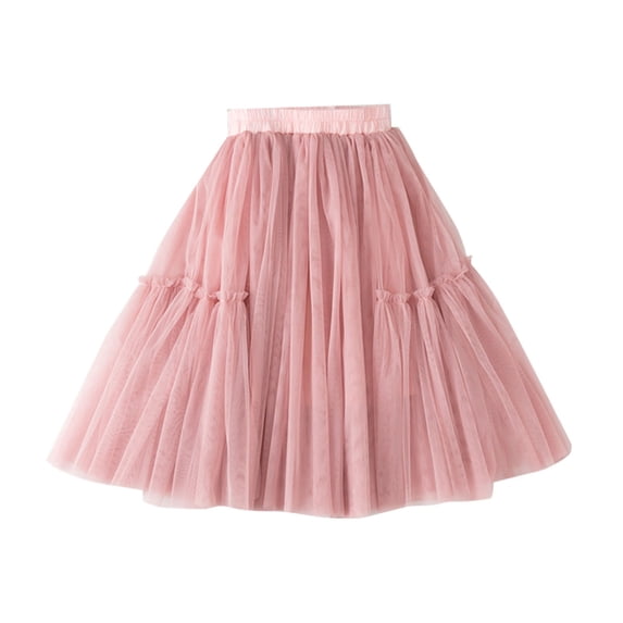 Rovga Christmas Girls Dress 8-9 Years Solid Color Tiered Ruffle Maxi Skirts Soft Party Skirt Cute Girl Clothes Pink
