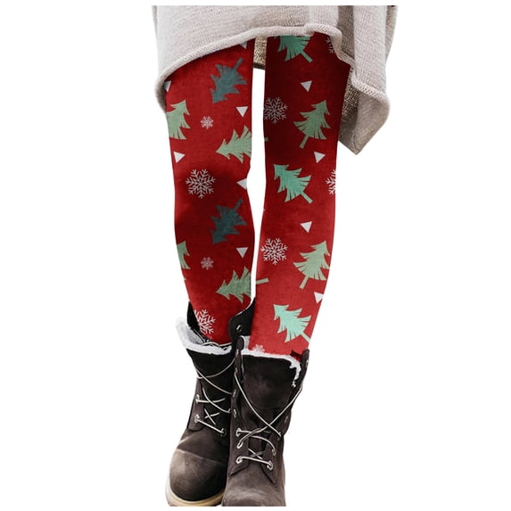 Rovga Christmas Leggings For Women Full Length Snowman Yoga Pants Soft Stretchy Tummy Control Legging 2024 Cartoon Printed Tight Relax Fit Wear Red Xl