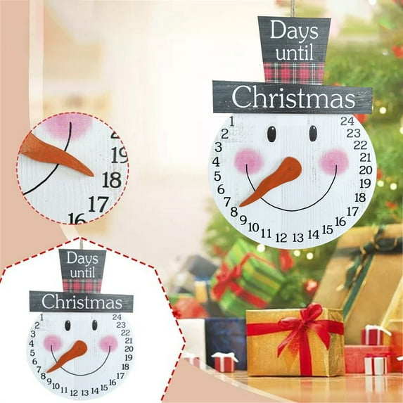 Rovga Christmas Ornaments Snowman Advent Calendar 2022 Until Christmas Countdown Indoor Outdoor Hanging Sign Christmas Decoration Wall Decor White One Size