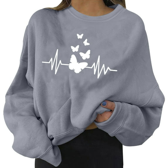 Rovga Cute Long Sleeve Women Sweatshirts Fashion Womens Casual Printed Ladies Sweatshirts Tops