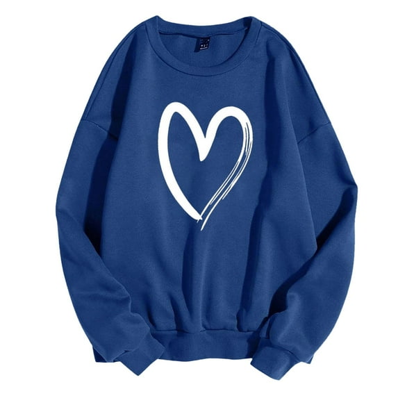 Rovga Cute Long Sleeve Women Sweatshirts Fashion Womens Warm Sweatshirt Casual O Neck Soft Love Heart Printed Shirt Ladies Winter Sweatshirts Tops