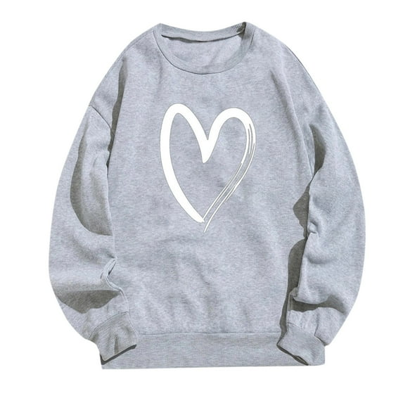 Rovga Cute Long Sleeve Women Sweatshirts Fashion Womens Warm Sweatshirt Casual O Neck Soft Love Heart Printed Shirt Ladies Winter Sweatshirts Tops