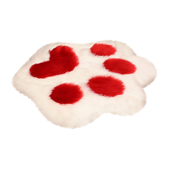 Rovga Doormats Soft Sheepskin Rug Furry Cat Paws Rug Kids Room Rug Kawaii Room Decor Non Throw Rug Furry Rug Bedroom Rug,45X45Cm Red Red