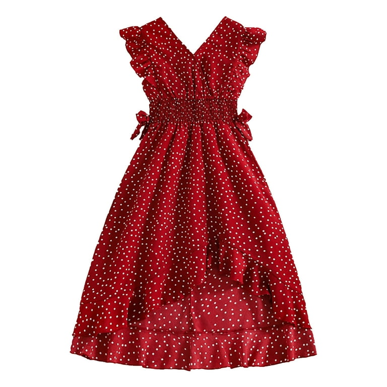 Rovga Easter Dresses For Girls Solid Color Sleeveless Dress Dance Party Dresses Spring And Summer Simple Style Clothes 9 10 Years