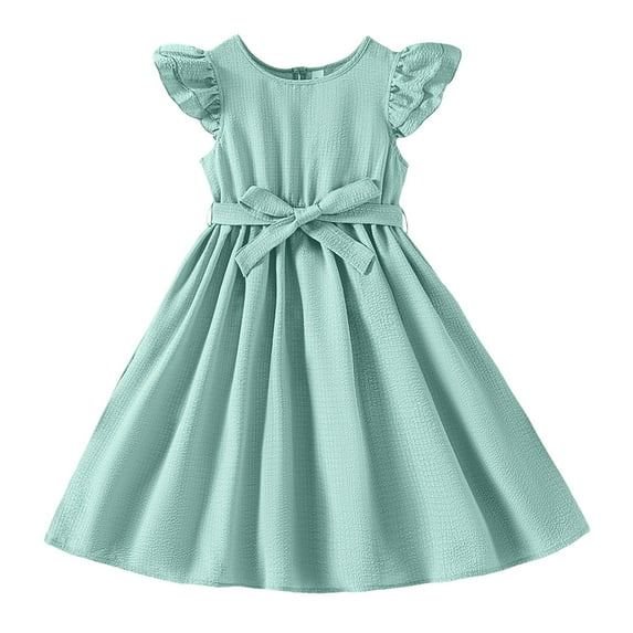 Rovga Easter Dresses For Toddler Girls Toddler Fly Sleeve Dress Dance Party Dresses Spring And Summer Simple Style Clothes 3-4 Years